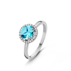 Bague One More  Etna topaze Swiss Blue et Diamants Or Blanc