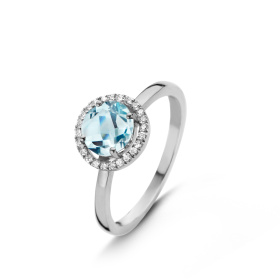 Bague One More  Etna topaze Sky Blue et Diamants Or Blanc