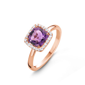 Bague One More  Etna améthyste et Diamants Or Rose