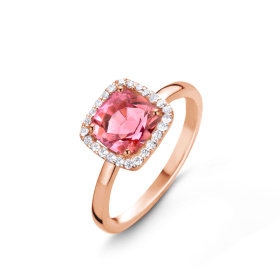 Bague One More  Etna tourmaline rose et Diamants Or Rose