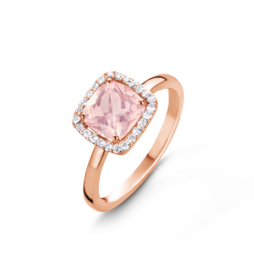 Bague One More  Etna quartz rose et Diamants Or Rose