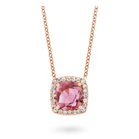 Collier One More  Etna tourmaline rose et Diamants Or Rose