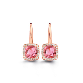 Boucles d'oreilles One More  Etna tourmaline rose et Diamants Or Rose