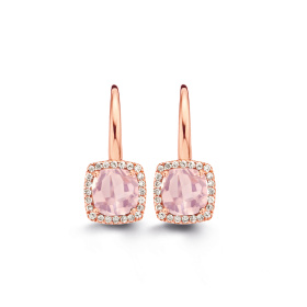Boucles d'oreilles One More  Etna quartz rose et Diamants Or Rose