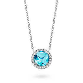 Collier One More  Etna topaze Swiss Blue et Diamants Or Blanc