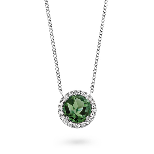 Collier One More  Etna tourmaline verte et Diamants Or Blanc