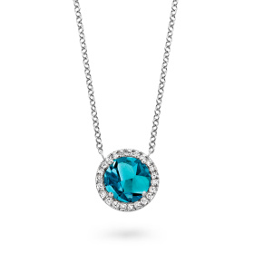 Collier One More  Etna topaze London Blue et Diamants Or Blanc