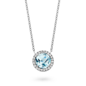 Collier One More  Etna topaze Sky Blue et Diamants Or Blanc