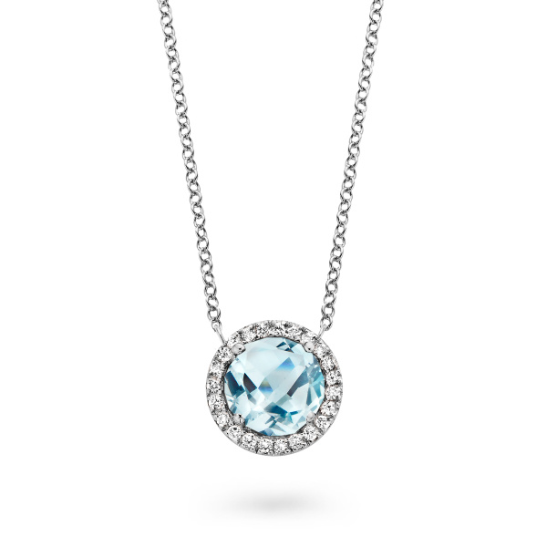 Collier One More  Etna topaze Sky Blue et Diamants Or Blanc