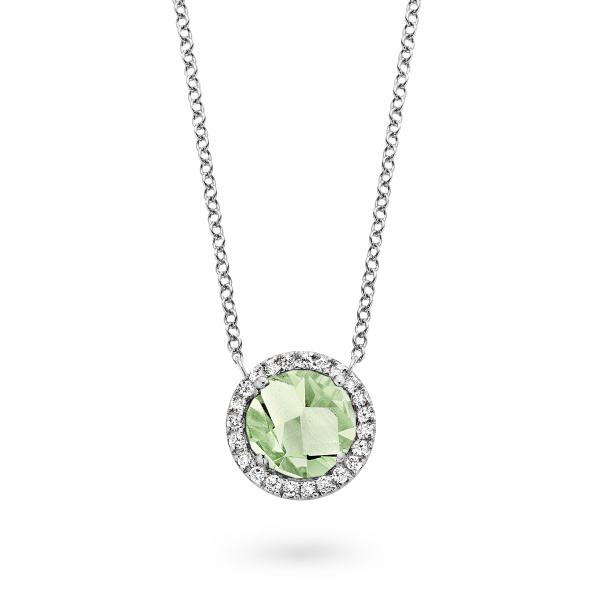 Collier One More  Etna prasiolite et Diamants Or Blanc