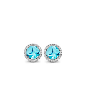Boucles d'oreilles One More  Etna topaze Swiss Blue et Diamants Or Blanc