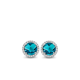 Boucles d'oreilles One More  Etna topaze London Blue et Diamants Or Blanc