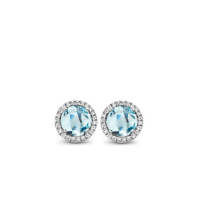 Boucles d'oreilles One More  Etna topaze Sky Blue et Diamants Or Blanc