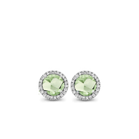 Boucles d'oreilles One More  Etna prasiolite et Diamants Or Blanc