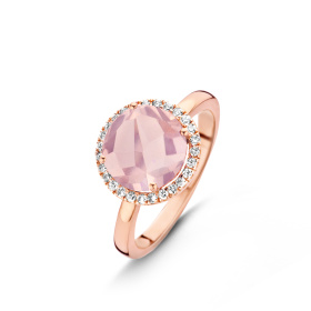 Bague One More  Etna quartz rose et Diamants Or Rose