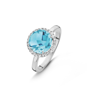 Bague One More  Etna topaze Swiss Blue et Diamants Or Blanc