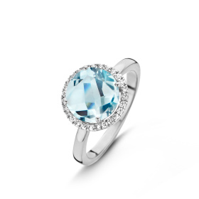 Bague One More  Etna topaze Sky Blue et Diamants Or Blanc