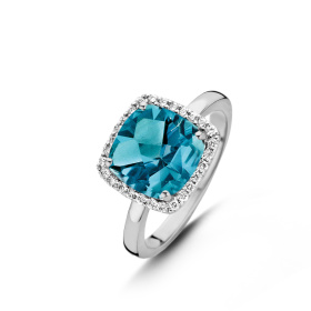 Bague One More  Etna topaze London Blue et Diamants Or Blanc