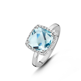 Bague One More  Etna topaze Sky Blue et Diamants Or Blanc