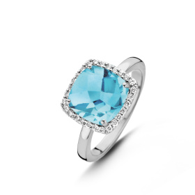 Bague One More  Etna topaze Swiss Blue et Diamants Or Blanc
