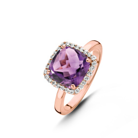 Bague One More  Etna améthyste et Diamants Or Rose