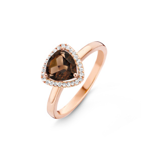 Bague One More  Etna quartz fumé et Diamants Or Rose