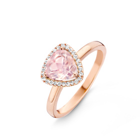 Bague One More  Etna quartz rose et Diamants Or Rose