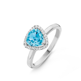 Bague One More  Etna topaze Swiss Blue et Diamants Or Blanc