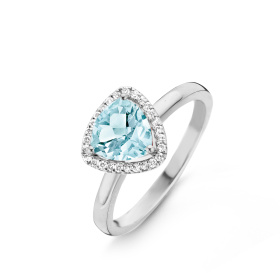 Bague One More  Etna topaze Sky Blue et Diamants Or Blanc