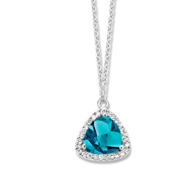 Collier One More  Etna topaze London Blue et Diamants Or Blanc