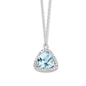 Collier One More  Etna topaze Sky Blue et Diamants Or Blanc