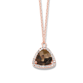 Collier One More  Etna quartz fumé et Diamants Or Rose