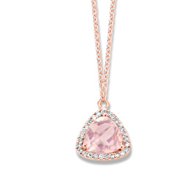 Collier One More  Etna quartz rose et Diamants Or Rose