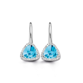 Boucles d'oreilles One More  Etna topaze Swiss Blue et Diamants Or Blanc