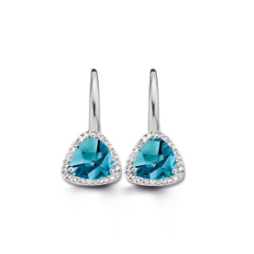 Boucles d'oreilles One More  Etna topaze London Blue et Diamants Or Blanc
