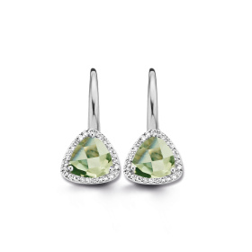 Boucles d'oreilles One More  Etna prasiolite et Diamants Or Blanc