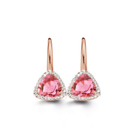 Boucles d'oreilles One More  Etna tourmaline rose et Diamants Or Rose