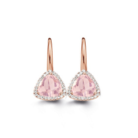 Boucles d'oreilles One More  Etna quartz rose et Diamants Or Rose