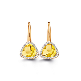 Boucles d'oreilles One More  Etna citrine et Diamants Or Jaune