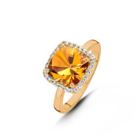 Bague One More  Etna citrine orange et Diamants Or Jaune