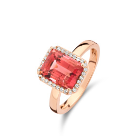 Bague One More  Etna tourmaline rose et Diamants Or Rose