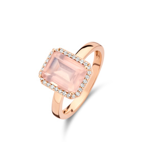 Bague One More  Etna quartz rose et Diamants Or Rose