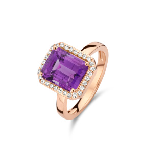 Bague One More  Etna améthyste et Diamants Or Rose