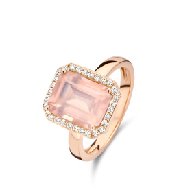 Bague One More  Etna quartz rose et Diamants Or Rose