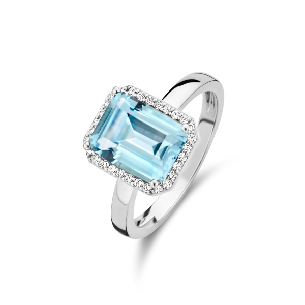 Bague One More  Etna topaze Sky Blue et Diamants Or Blanc