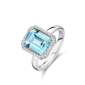 Bague One More  Etna topaze Sky Blue et Diamants Or Blanc