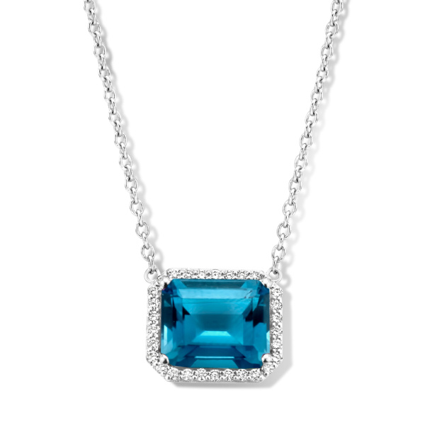 Collier One More  Etna topaze London Blue et Diamants Or Blanc