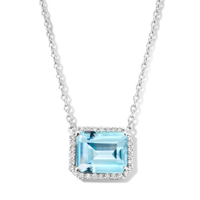 Collier One More  Etna topaze Sky Blue et Diamants Or Blanc