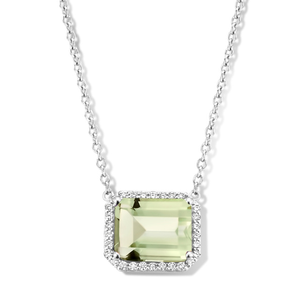 Collier One More  Etna prasiolite et Diamants Or Blanc