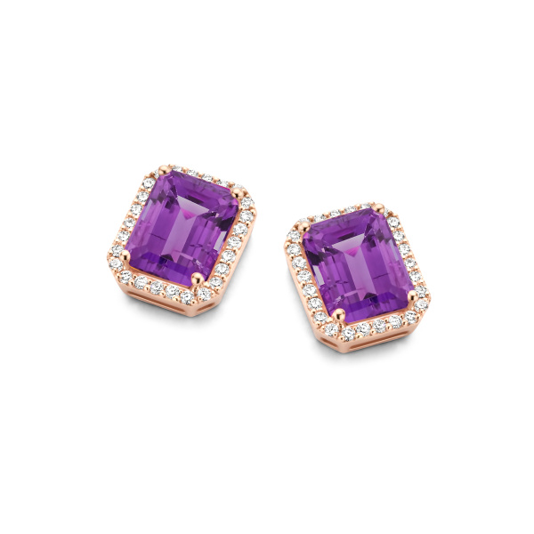 Boucles d'oreilles One More  Etna améthyste et Diamants Or Rose
